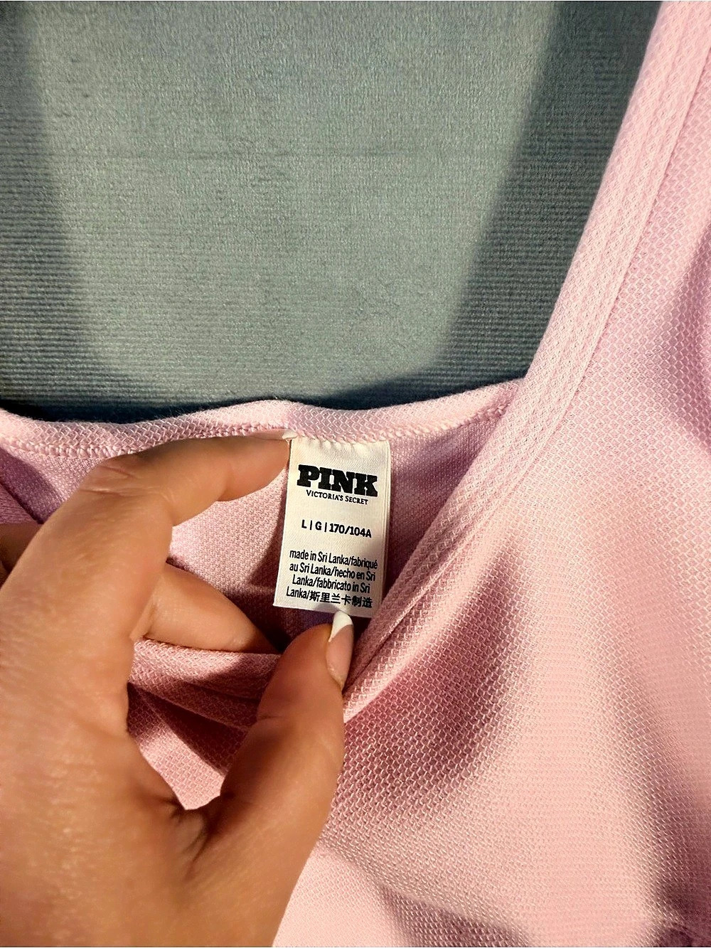 PINK Ribbed Tank Top Size Large - Picture 3 of 4
